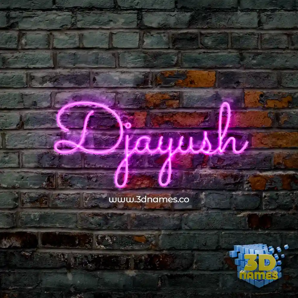 djayush in Pink Neon style - 3D name wallpaper