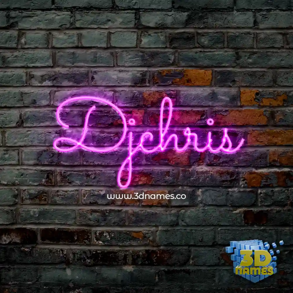 djchris in Pink Neon style - 3D name wallpaper