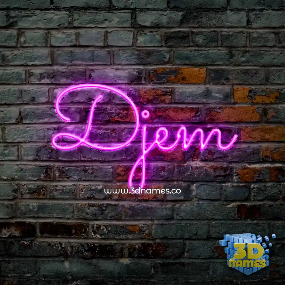 djem in Pink Neon style - 3D name wallpaper