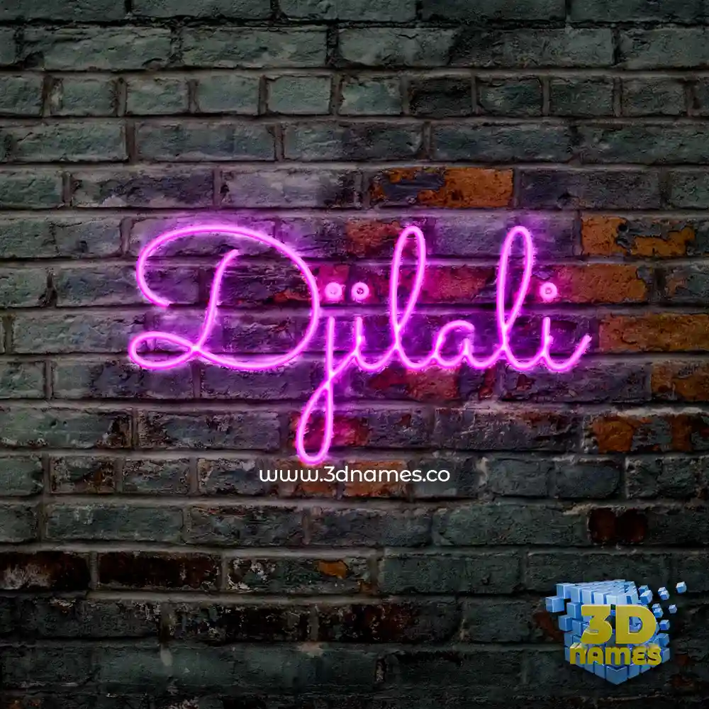 djilali in Pink Neon style - 3D name wallpaper