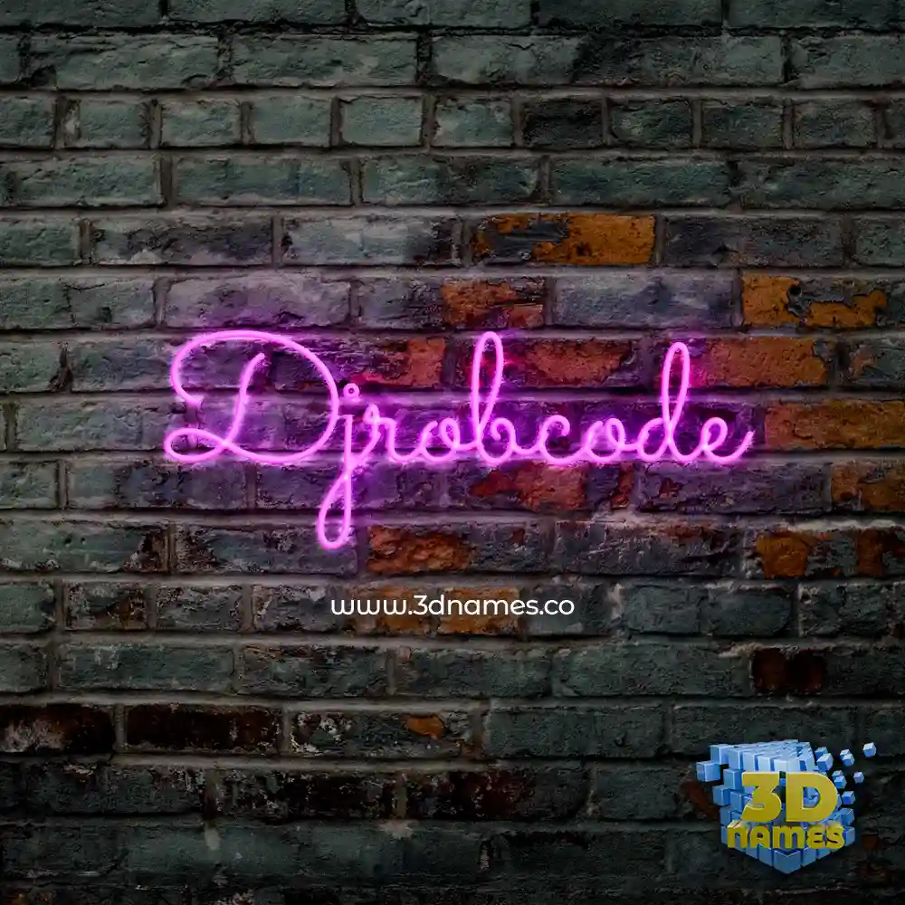 djrobcode in Pink Neon style - 3D name wallpaper