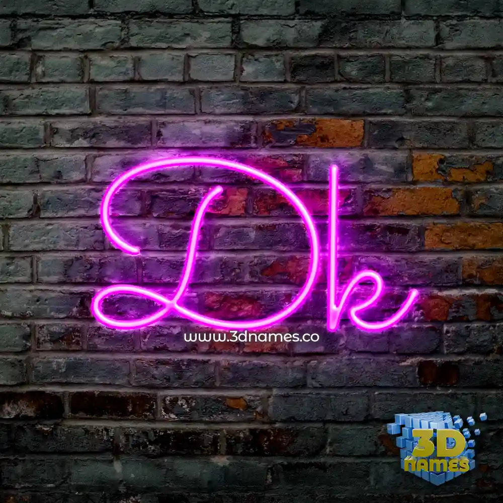 dk in Pink Neon style - 3D name wallpaper