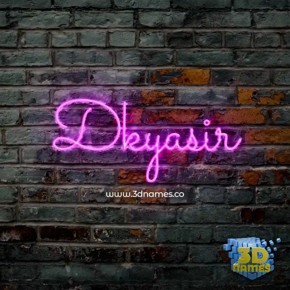 dkyasir in Pink Neon style - 3D name wallpaper