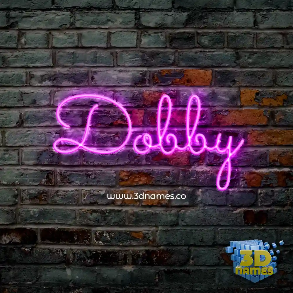 dobby in Pink Neon style - 3D name wallpaper