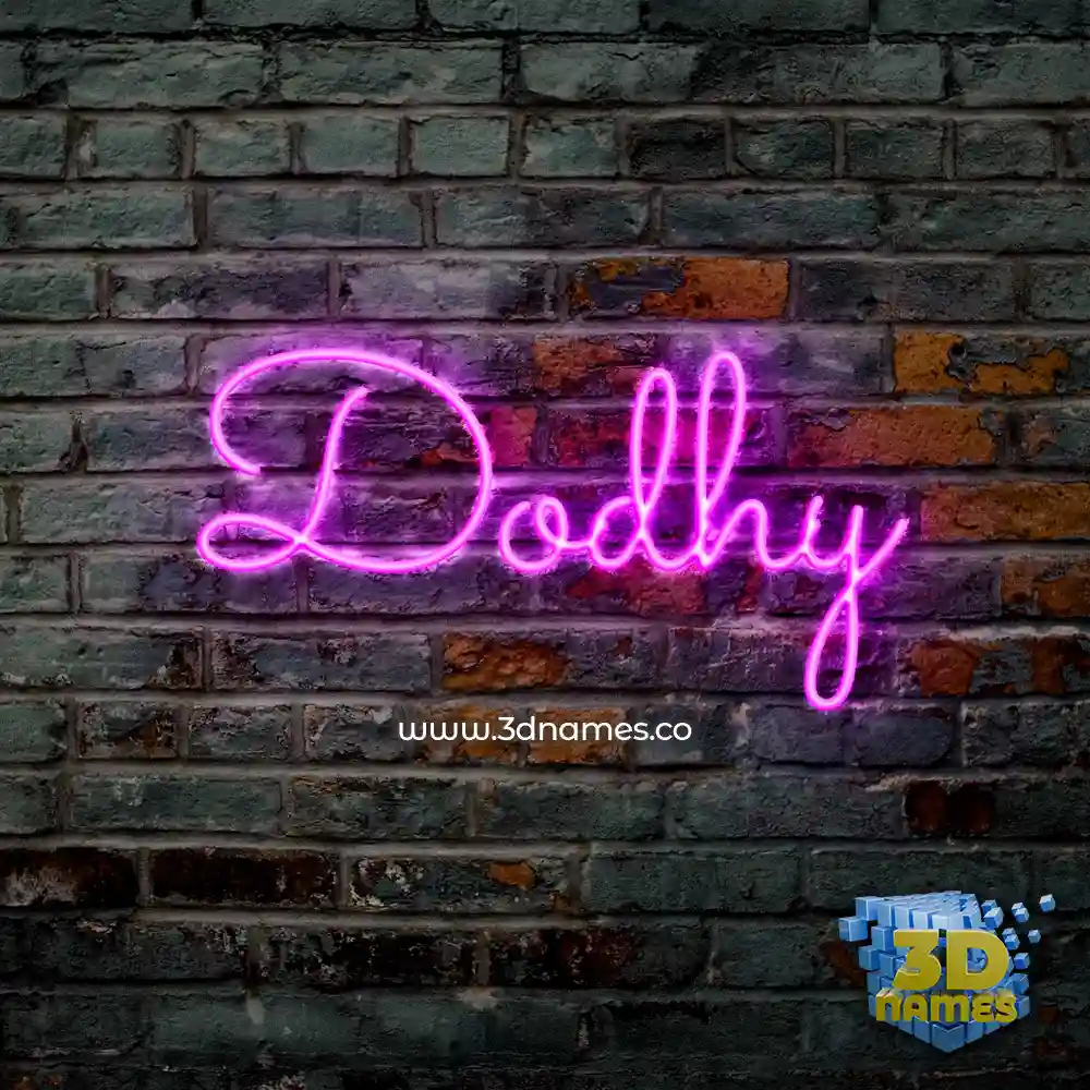 dodhy in Pink Neon style - 3D name wallpaper