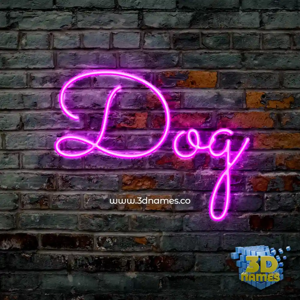 dog in Pink Neon style - 3D name wallpaper