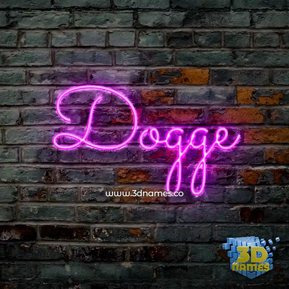 dogge in Pink Neon style - 3D name wallpaper