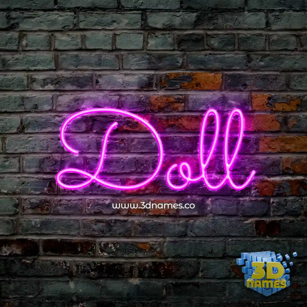 doll in Pink Neon style - 3D name wallpaper