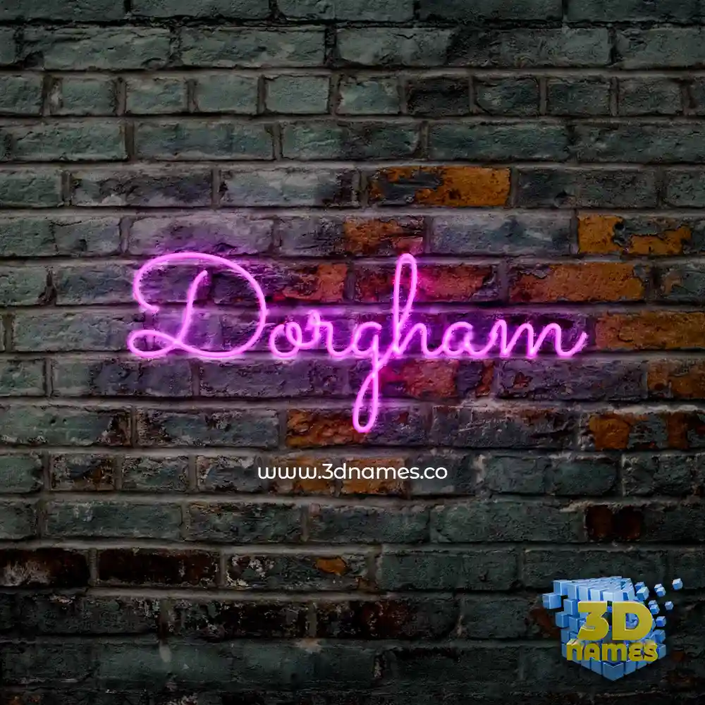 dorgham in Pink Neon style - 3D name wallpaper