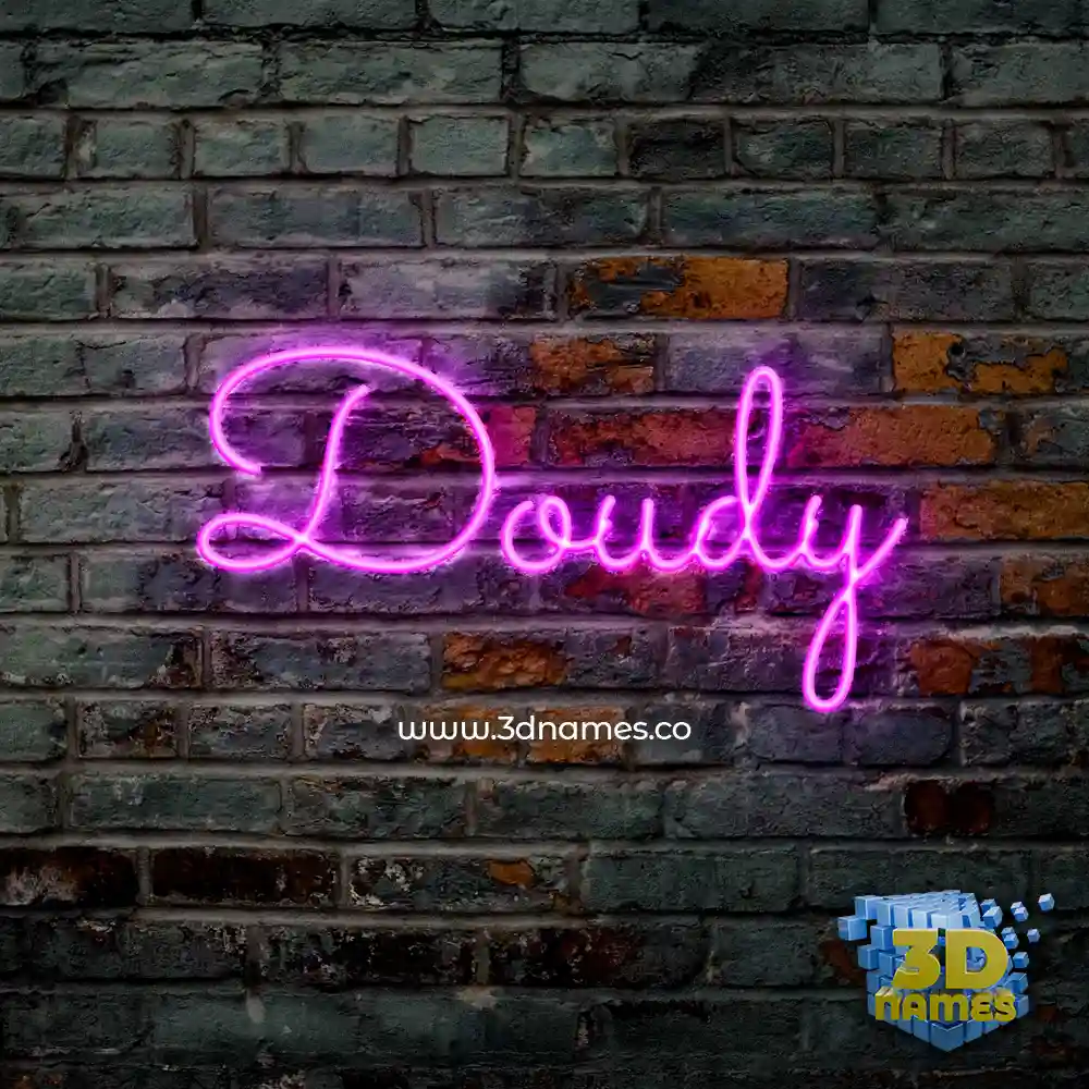 doudy in Pink Neon style - 3D name wallpaper