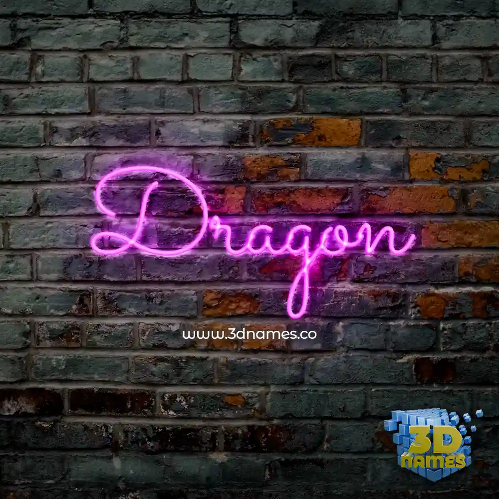 dragon in Pink Neon style - 3D name wallpaper