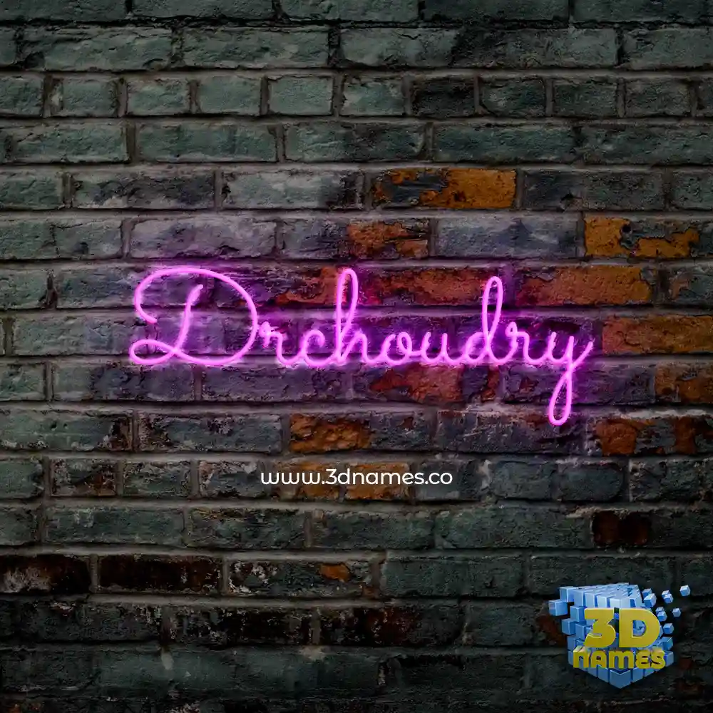 drchoudry in Pink Neon style - 3D name wallpaper