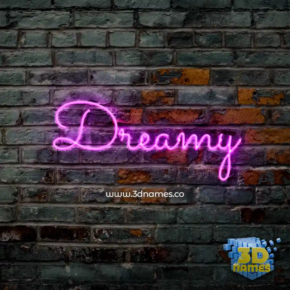 dreamy in Pink Neon style - 3D name wallpaper