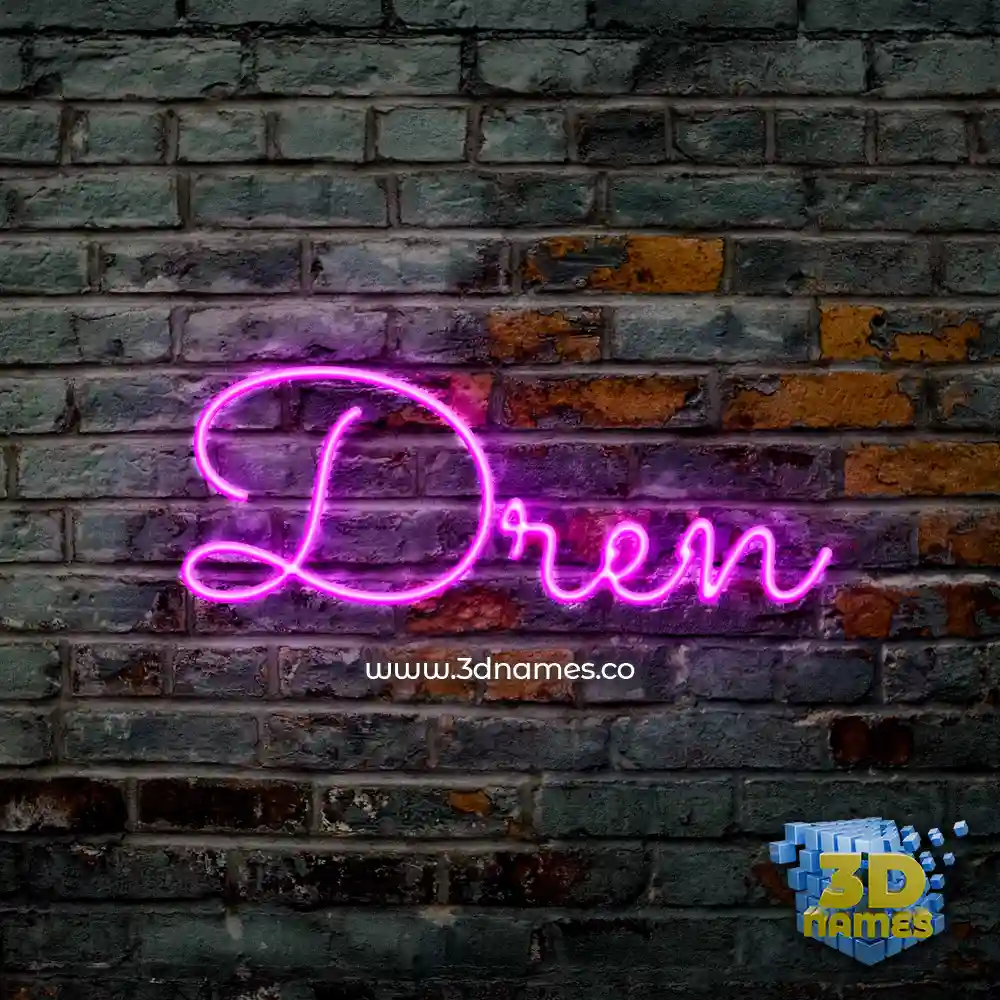 dren in Pink Neon style - 3D name wallpaper
