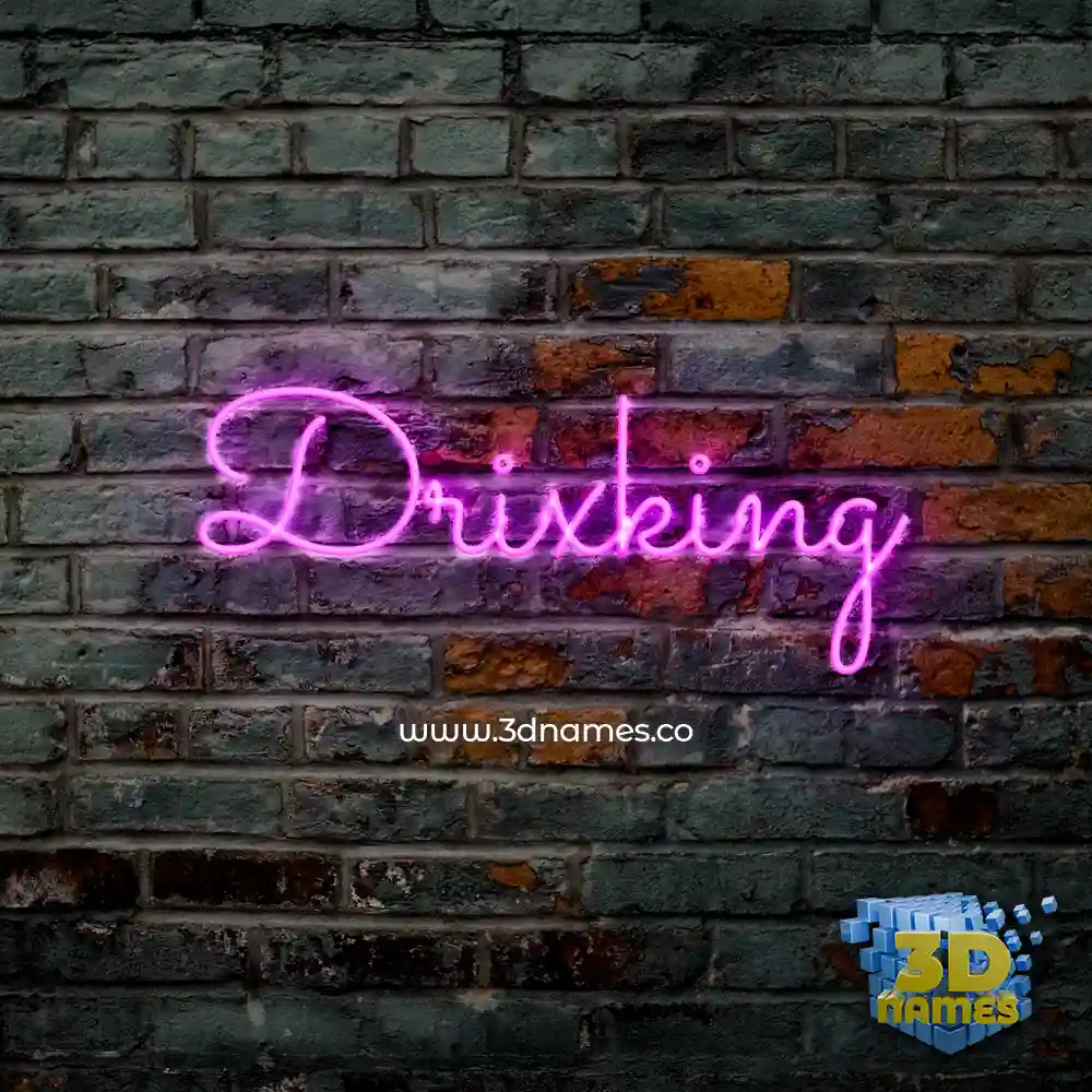 drixking in Pink Neon style - 3D name wallpaper