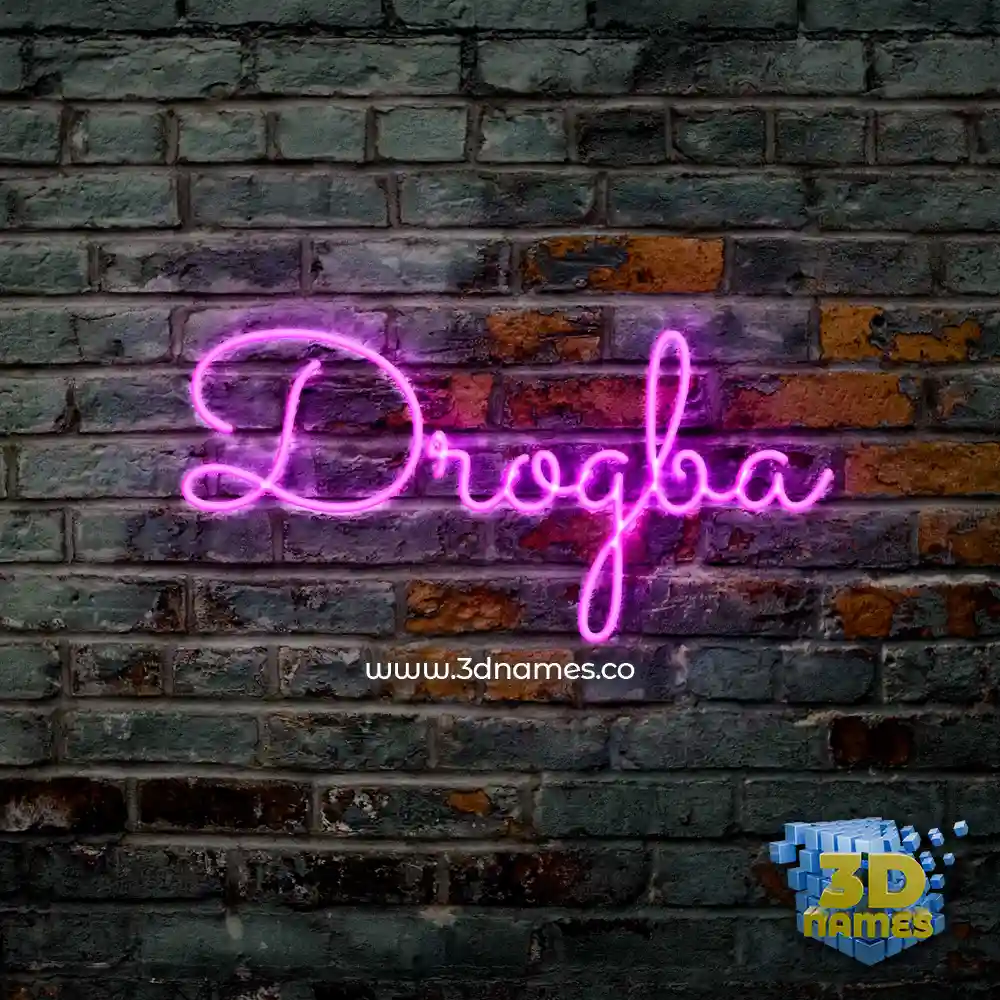 drogba in Pink Neon style - 3D name wallpaper