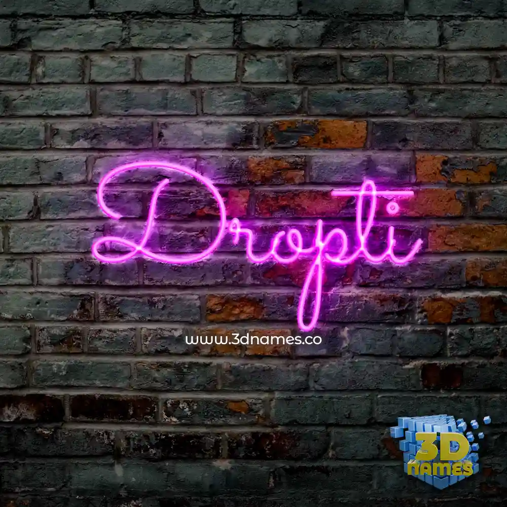 dropti in Pink Neon style - 3D name wallpaper