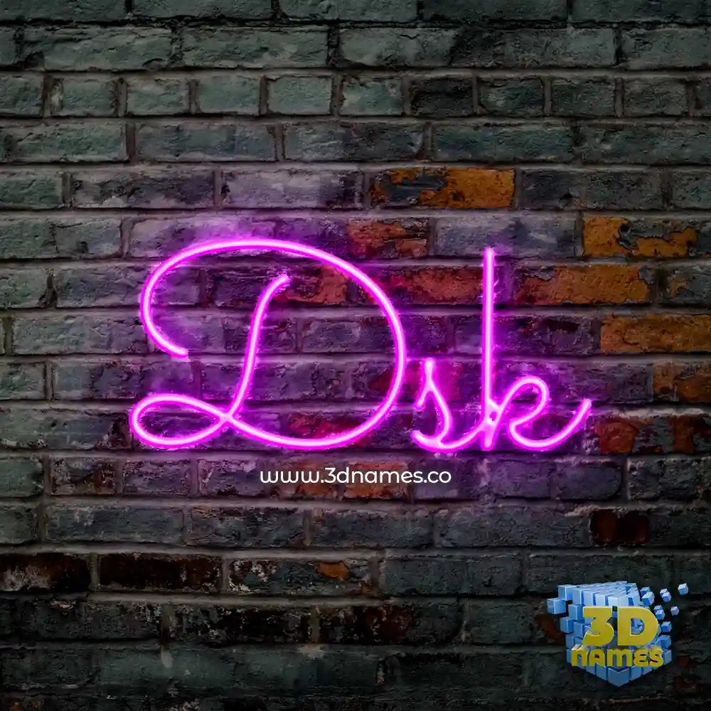 dsk in Pink Neon style - 3D name wallpaper