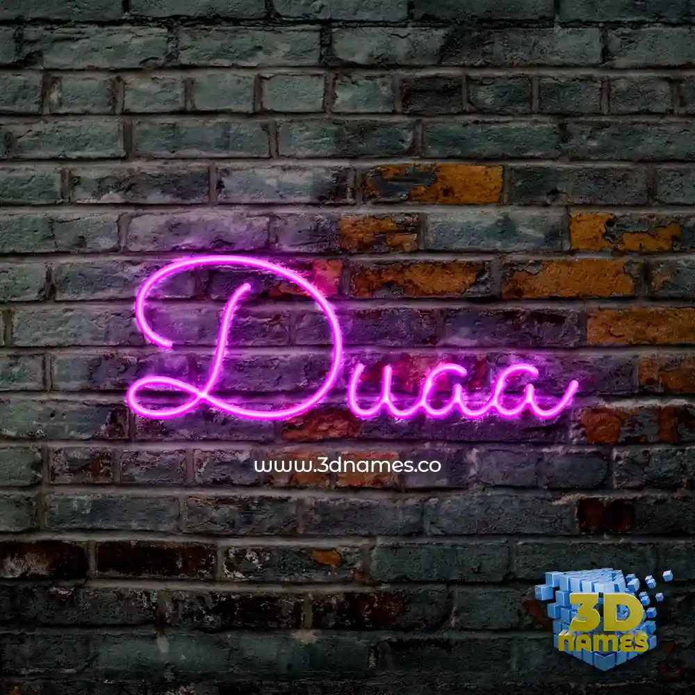 duaa in Pink Neon style - 3D name wallpaper