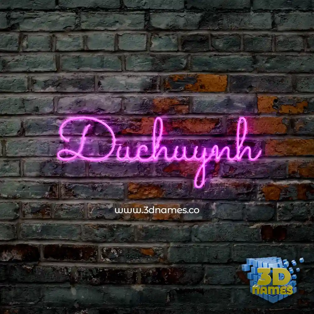 duchuynh in Pink Neon style - 3D name wallpaper