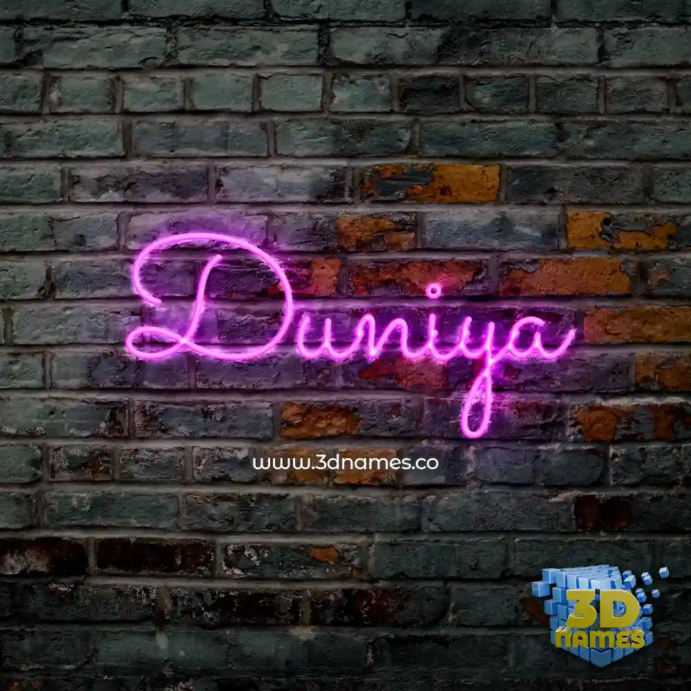 duniya in Pink Neon style - 3D name wallpaper