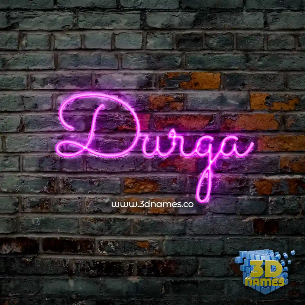 durga in Pink Neon style - 3D name wallpaper