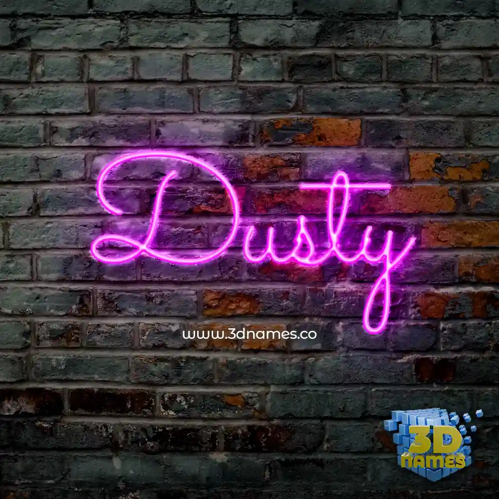 dusty in Pink Neon style - 3D name wallpaper
