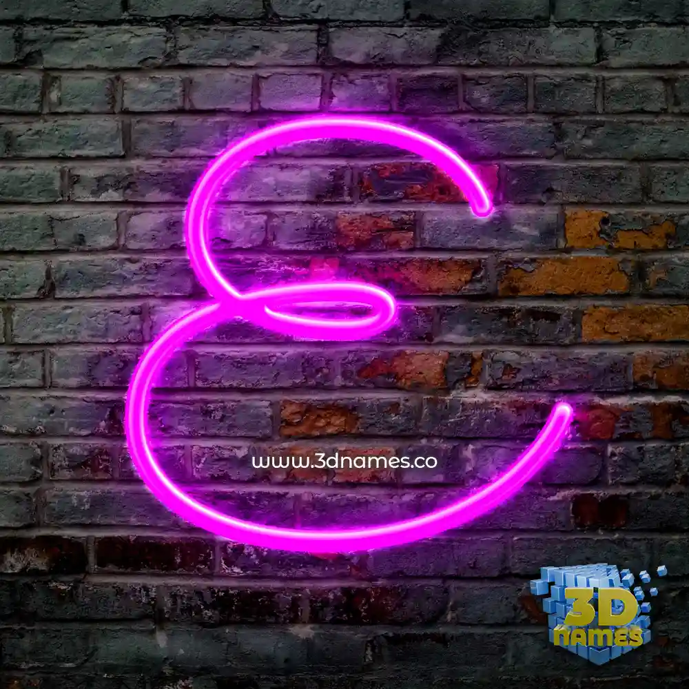 e in Pink Neon style - 3D name wallpaper