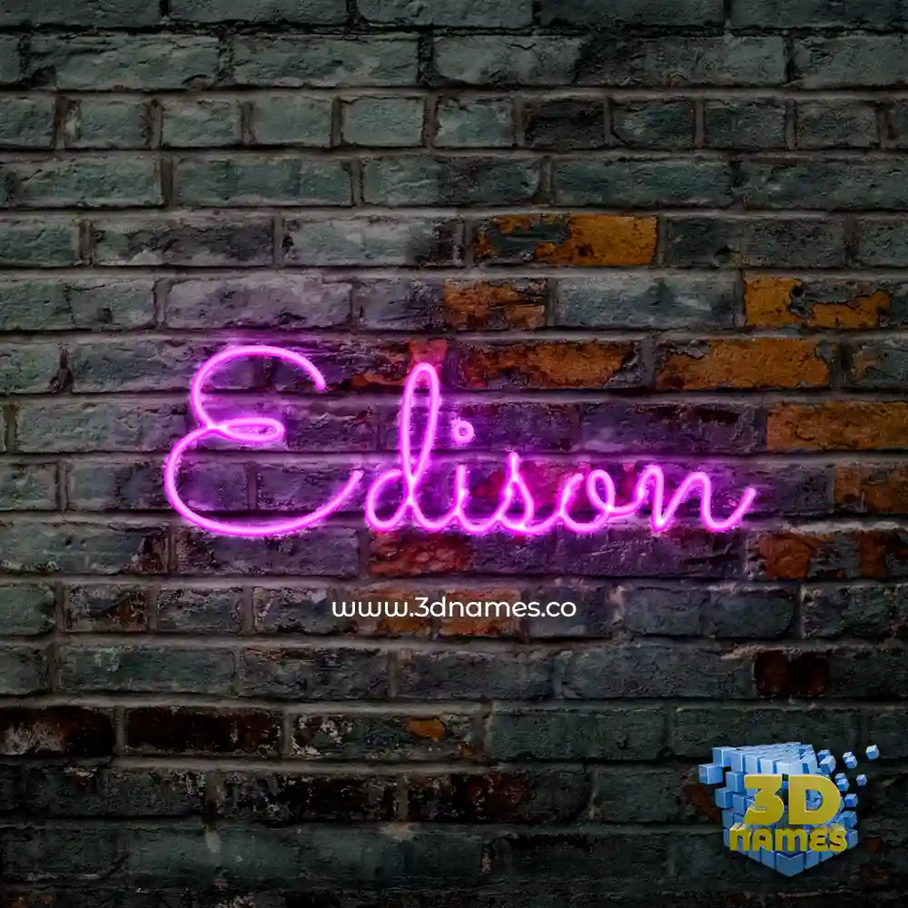 edison in Pink Neon style - 3D name wallpaper