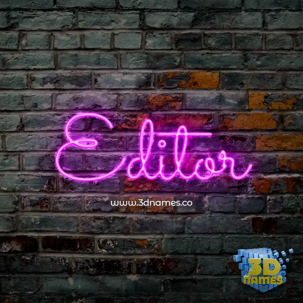 editor in Pink Neon style - 3D name wallpaper