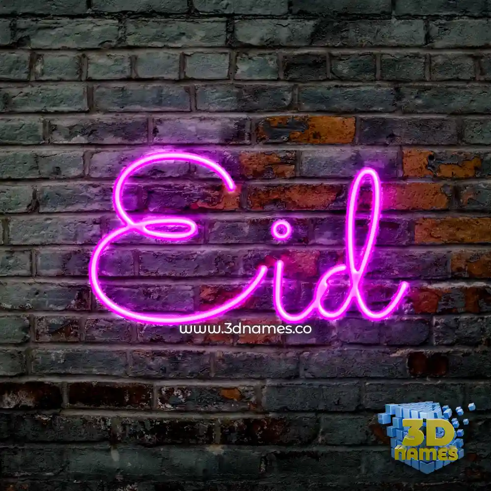 eid in Pink Neon style - 3D name wallpaper
