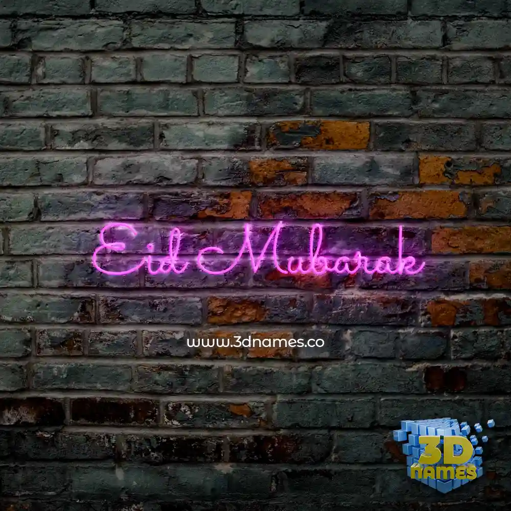 eid mubarak in Pink Neon style - 3D name wallpaper