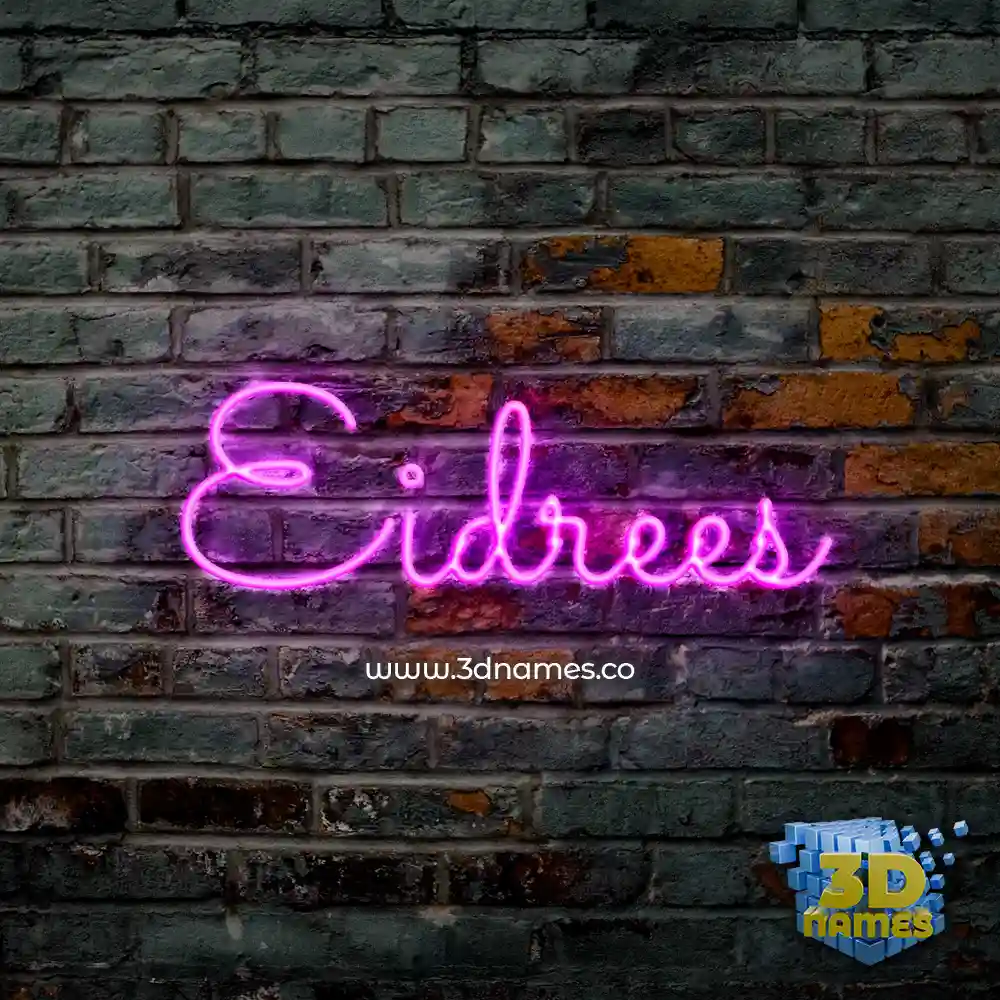 eidrees in Pink Neon style - 3D name wallpaper
