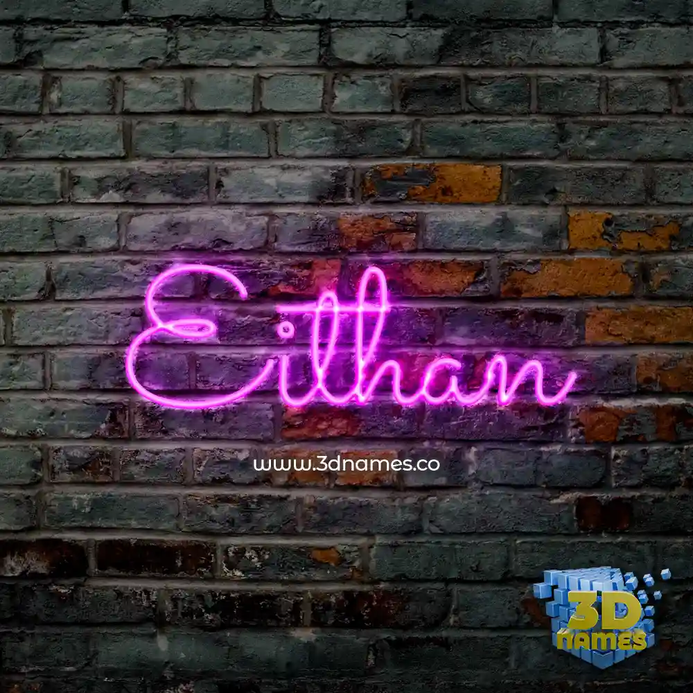 eithan in Pink Neon style - 3D name wallpaper