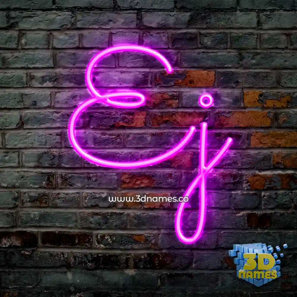 ej in Pink Neon style - 3D name wallpaper
