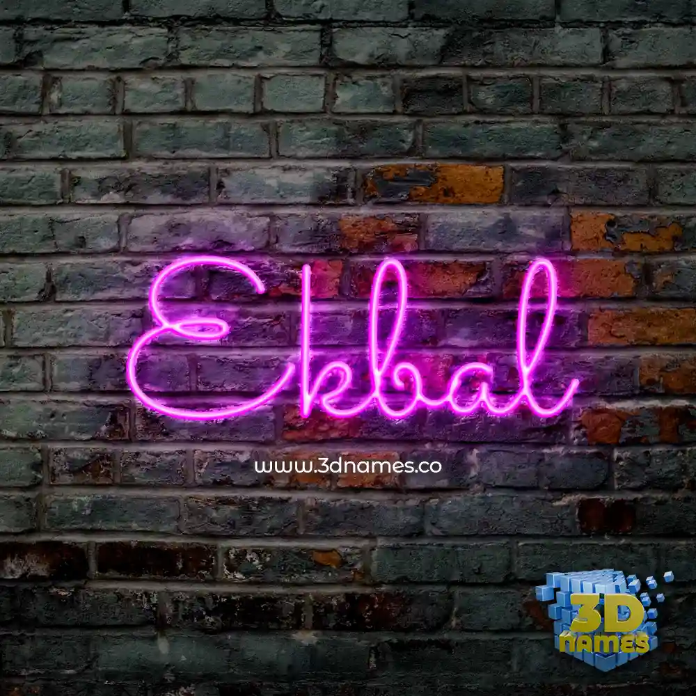 ekbal in Pink Neon style - 3D name wallpaper