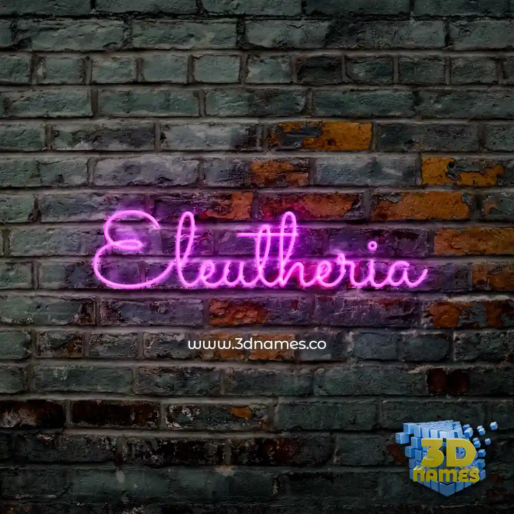 eleutheria in Pink Neon style - 3D name wallpaper