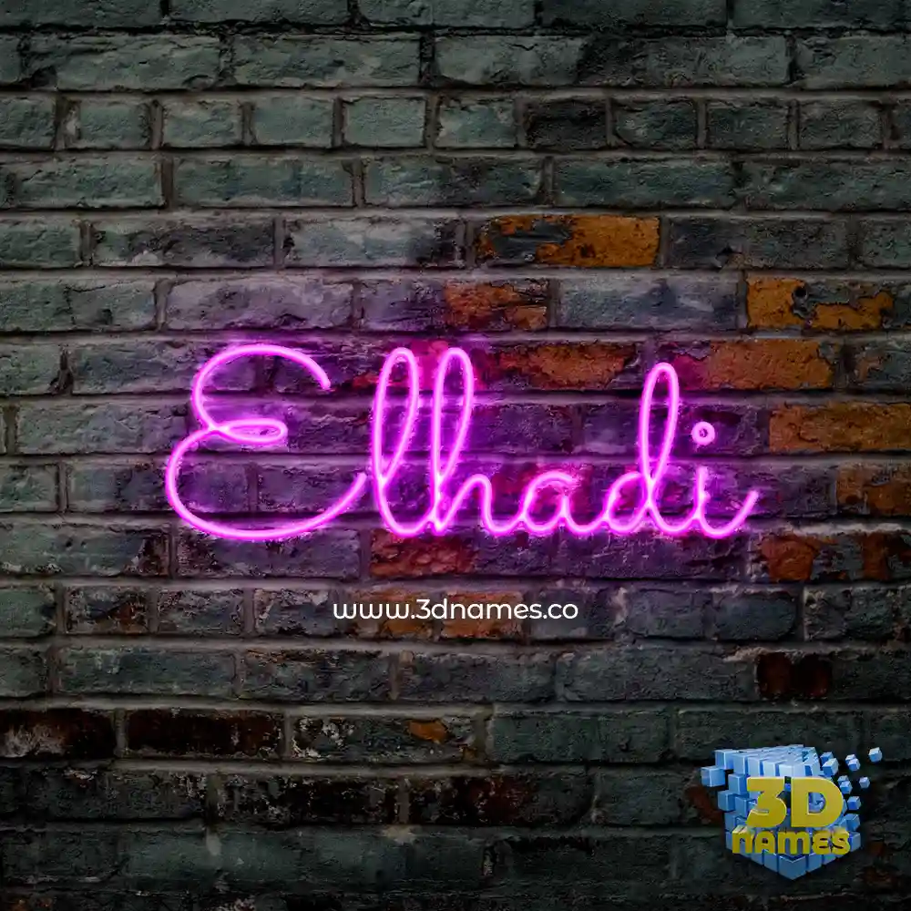 elhadi in Pink Neon style - 3D name wallpaper