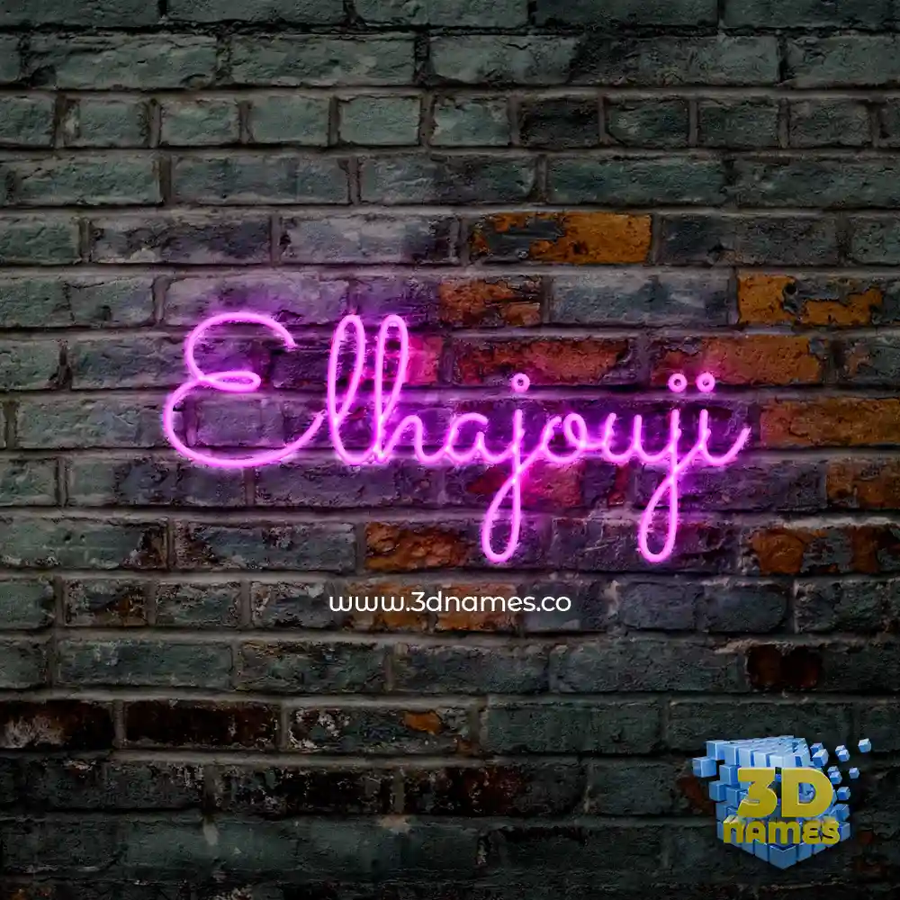 elhajouji in Pink Neon style - 3D name wallpaper