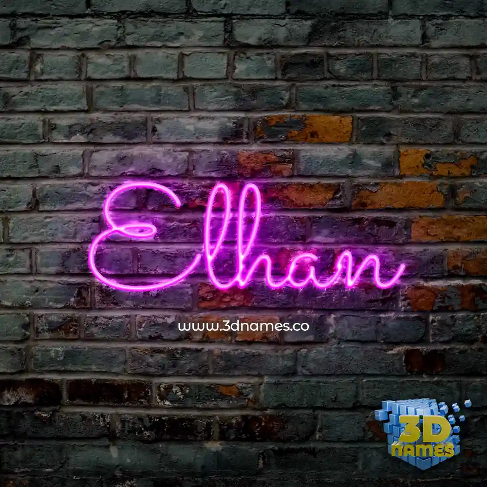 elhan in Pink Neon style - 3D name wallpaper