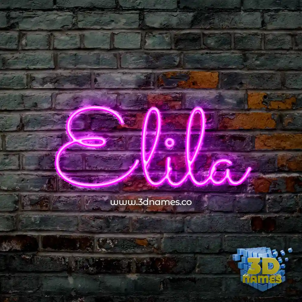 elila in Pink Neon style - 3D name wallpaper