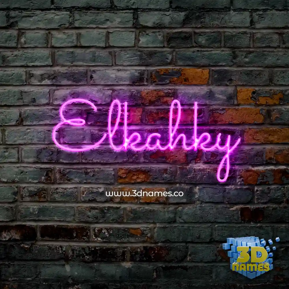 elkahky in Pink Neon style - 3D name wallpaper