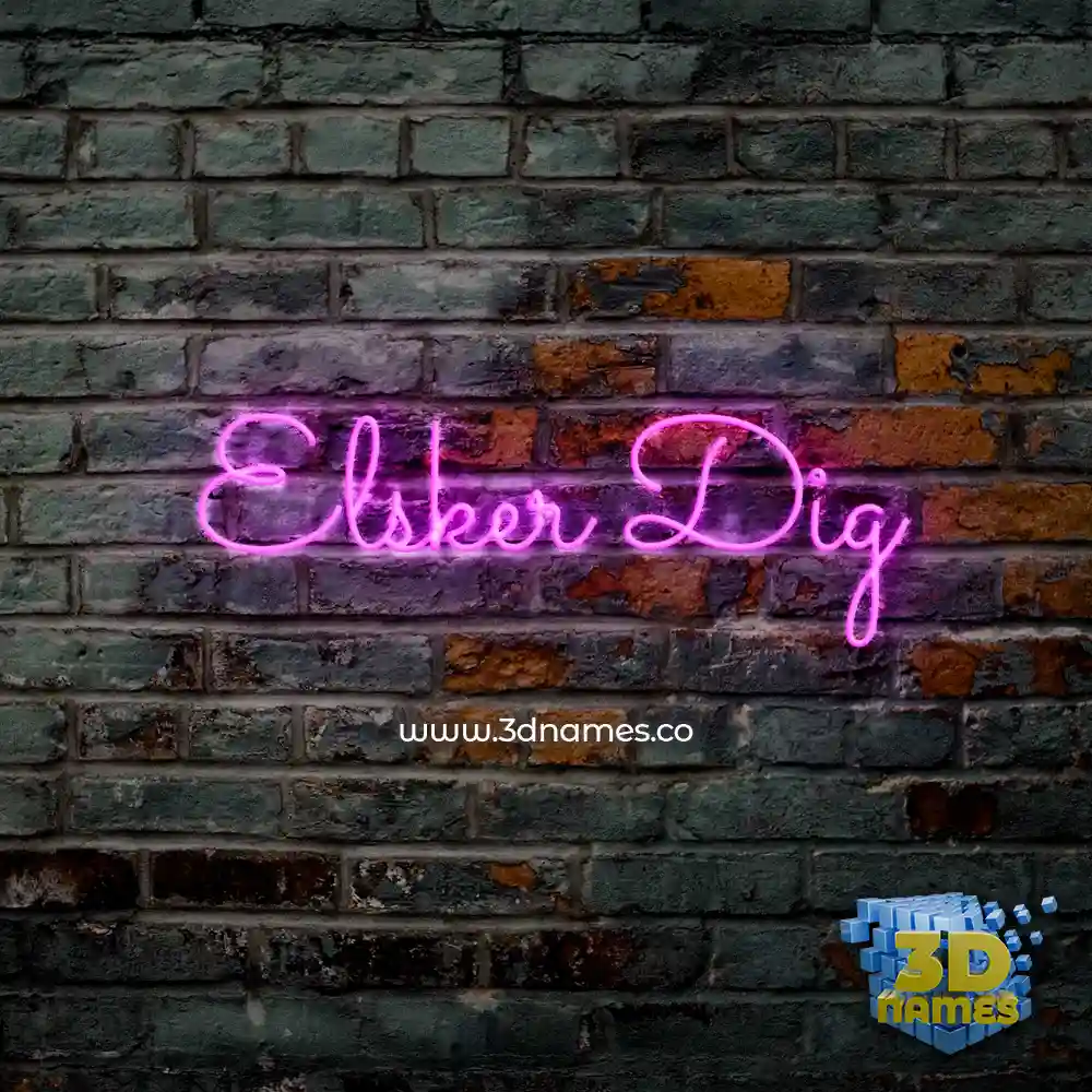 elsker dig in Pink Neon style - 3D name wallpaper