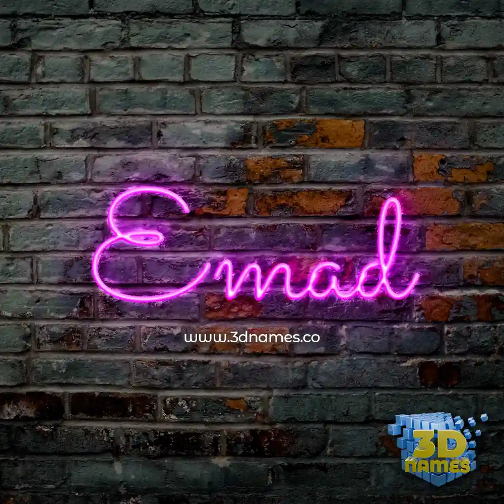 emad in Pink Neon style - 3D name wallpaper