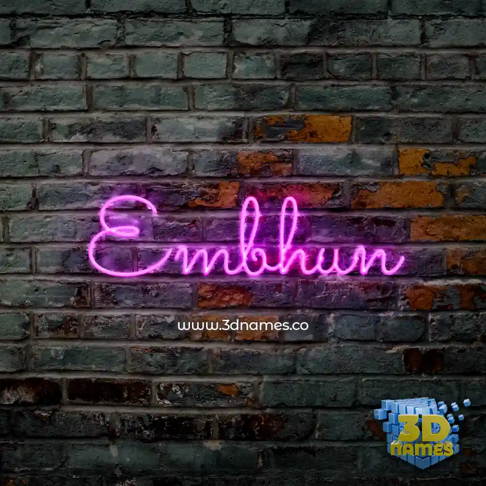 embhun in Pink Neon style - 3D name wallpaper