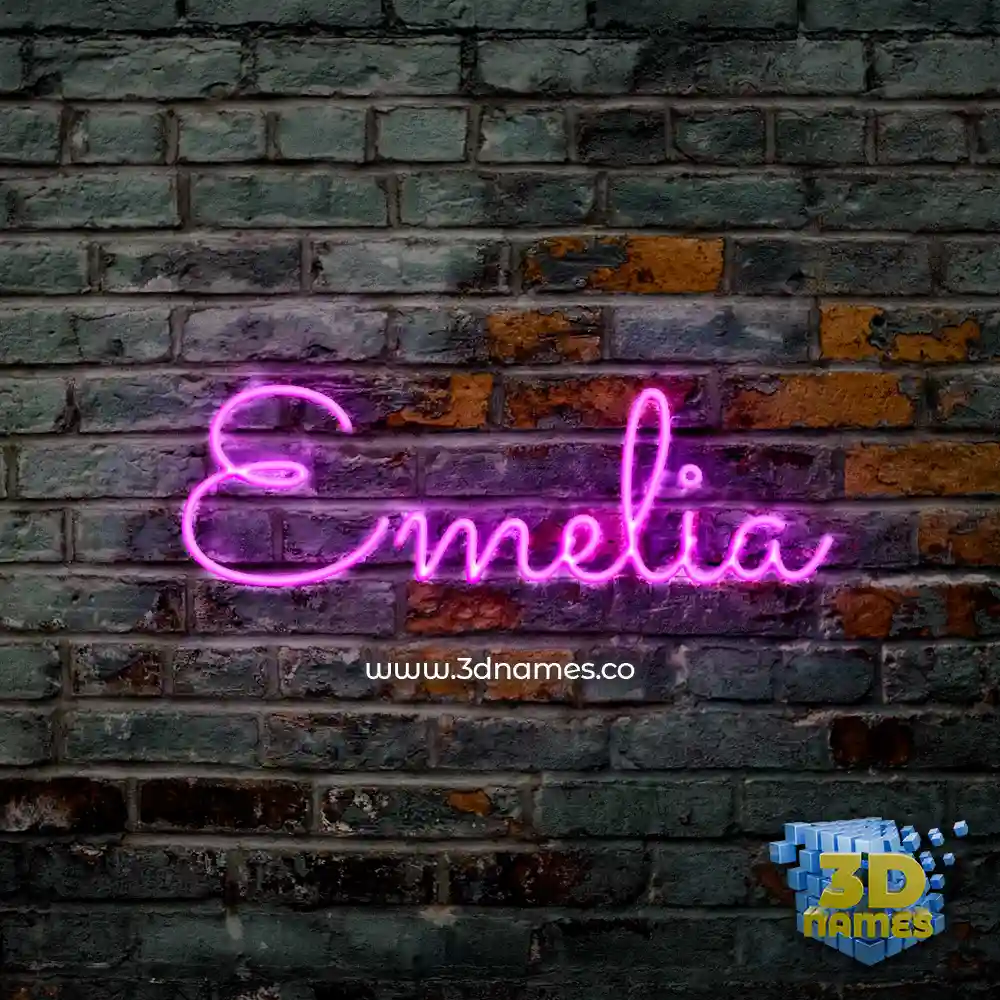 emelia in Pink Neon style - 3D name wallpaper