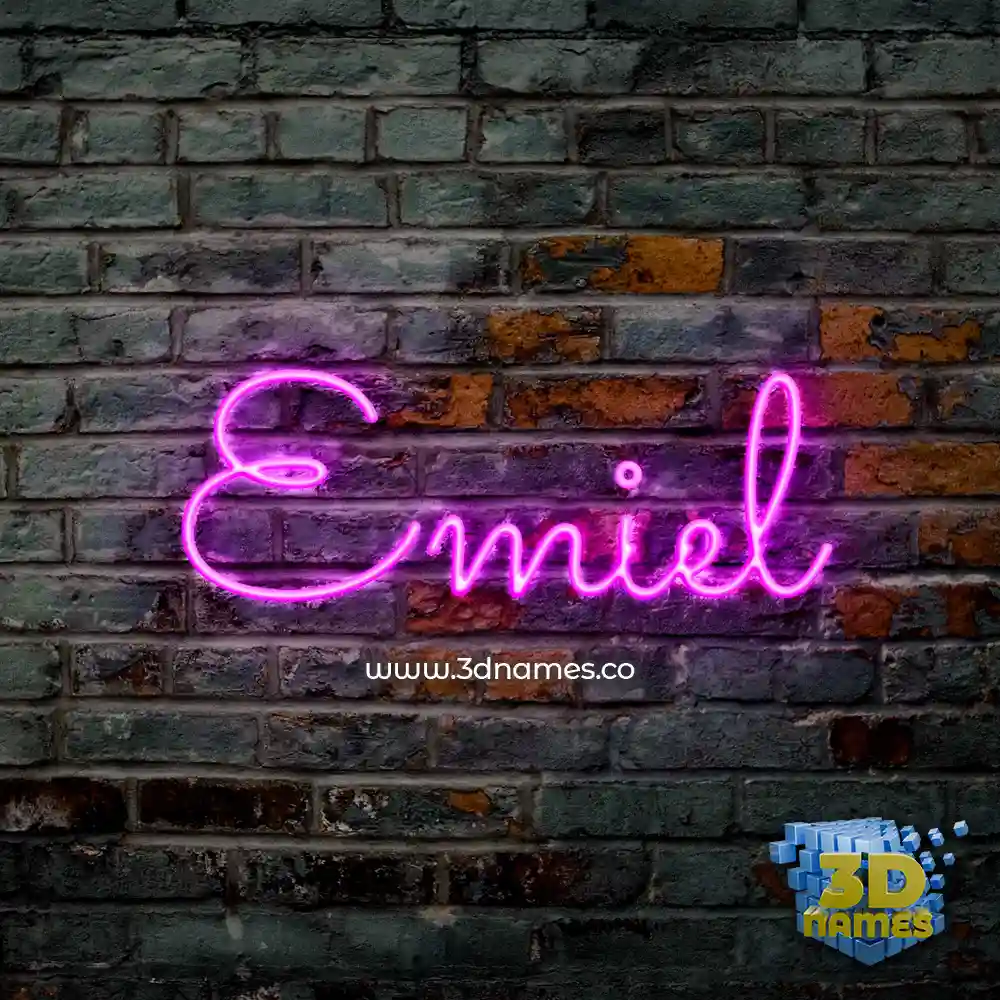 emiel in Pink Neon style - 3D name wallpaper