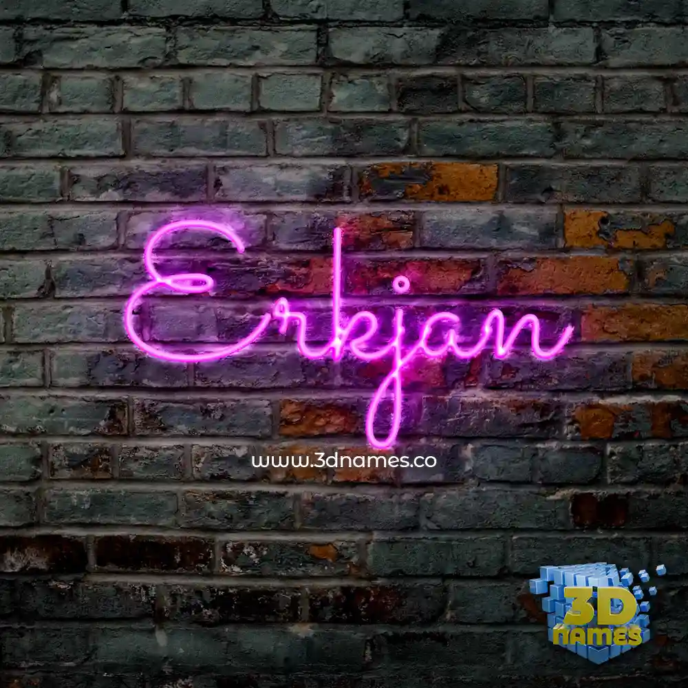 erkjan in Pink Neon style - 3D name wallpaper