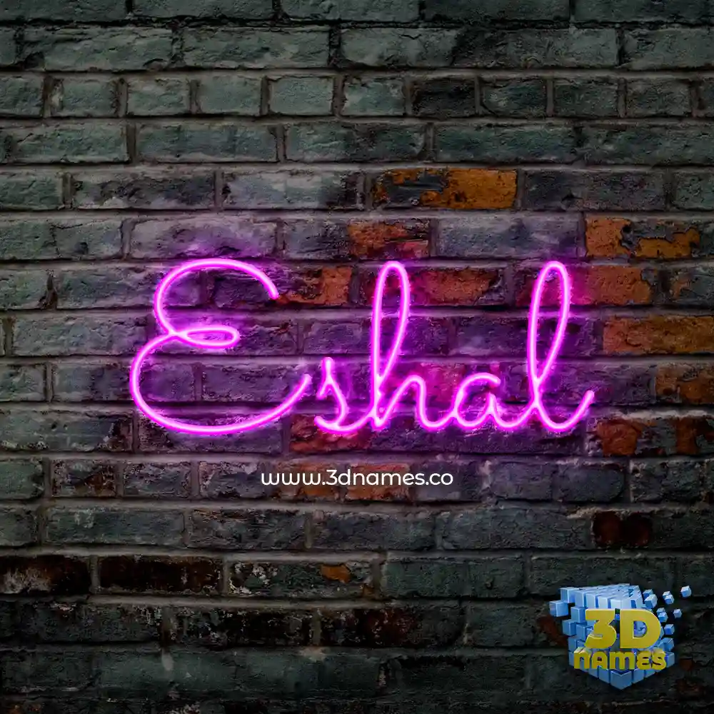 eshal in Pink Neon style - 3D name wallpaper