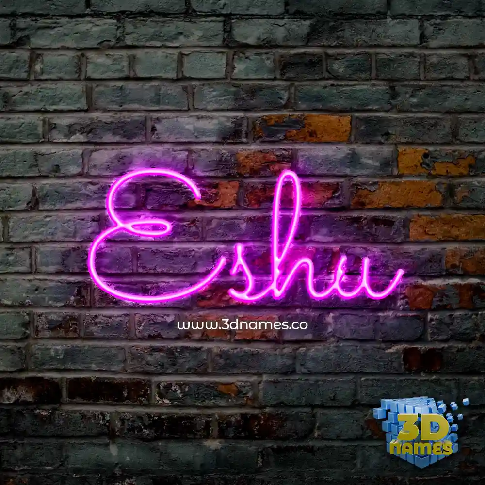 eshu in Pink Neon style - 3D name wallpaper